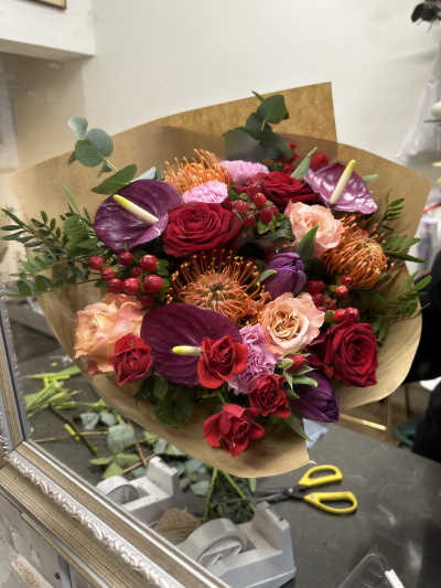 SL-02 tropical love - exotic pin cushions and anthurium colours may vary depends on stock availability if needs to be the best match please allow a days notice not including Sunday picture show standard size